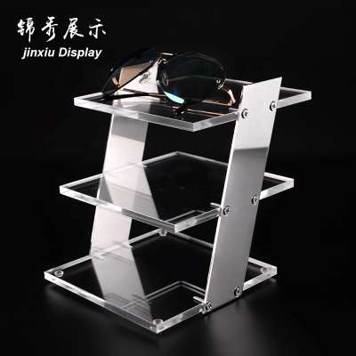 Wholesale organic glass glasses table Board display stand/3-layer glasses display stand